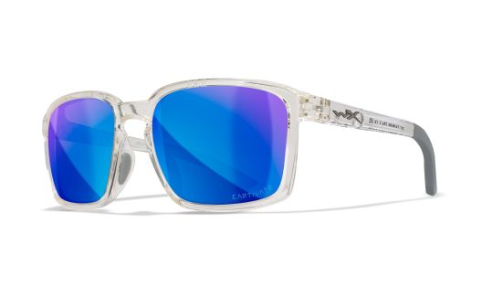 WX ALFA, Lenses: CAPTIVATE™ Polarized Blue Mirror, Frame: Gloss Clear Crystal