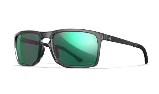 WX AXE, Lenses: CAPTIVATE™ Polarized Green Mirror, Frame: Gloss Crystal Grey
