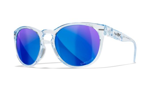 WX COVERT, Lenses: CAPTIVATE™ Polarized Blue Mirror, Frame: Gloss Crystal Light Sapphire Blue