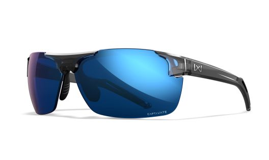 WX PRIME, Lenses: CAPTIVATE™ Polarized Blue Mirror, Frame: Gloss Crystal Grey