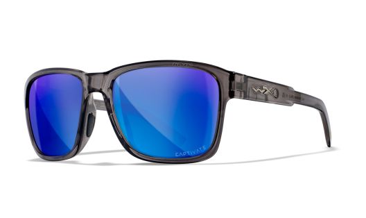 WX TREK, Lenses: CAPTIVATE™ Polarized Blue Mirror, Frame: Gloss Crystal Dark Grey