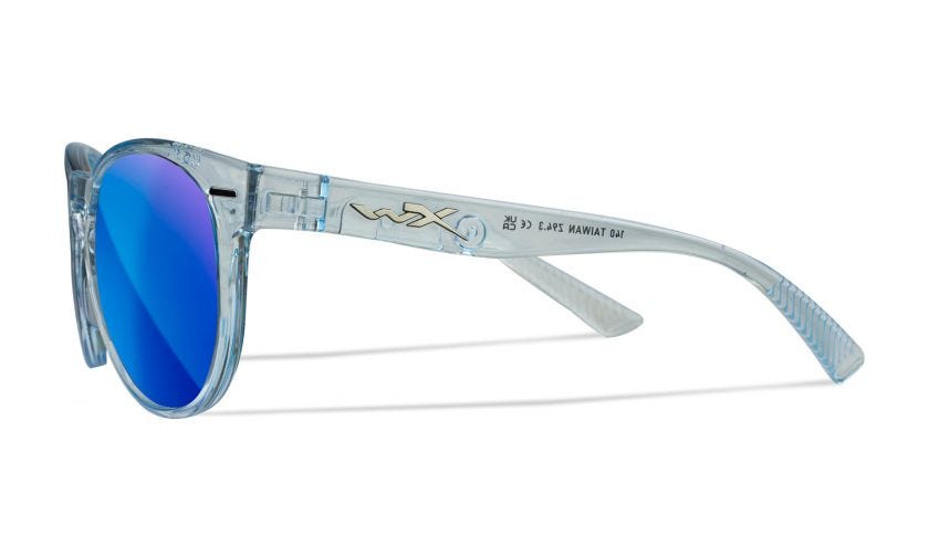 WX COVERT, Lenses: CAPTIVATE™ Polarized Blue Mirror, Frame: Gloss Crystal Light Sapphire Blue Image