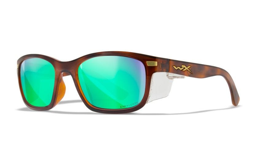 WX HELIX, Lenses: CAPTIVATE™ Polarized Green Mirror, Frame: Gloss Demi Brown Image