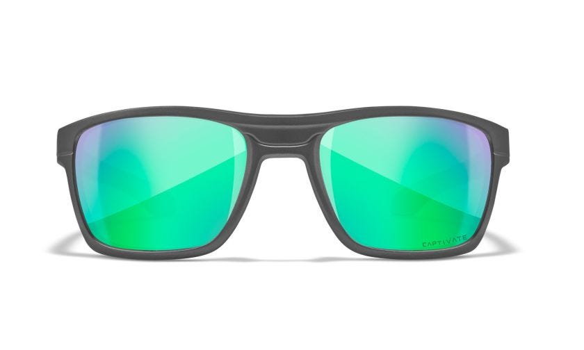 WX KINGPIN, Lenses: CAPTIVATE™ Polarized Green Mirror, Frame: Matte Graphite Image