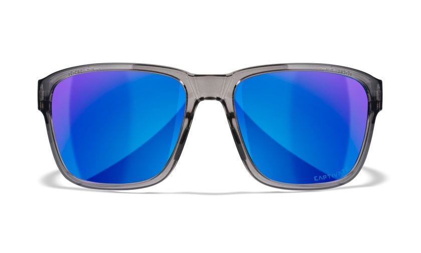 WX TREK, Lenses: CAPTIVATE™ Polarized Blue Mirror, Frame: Gloss Crystal Dark Grey Image